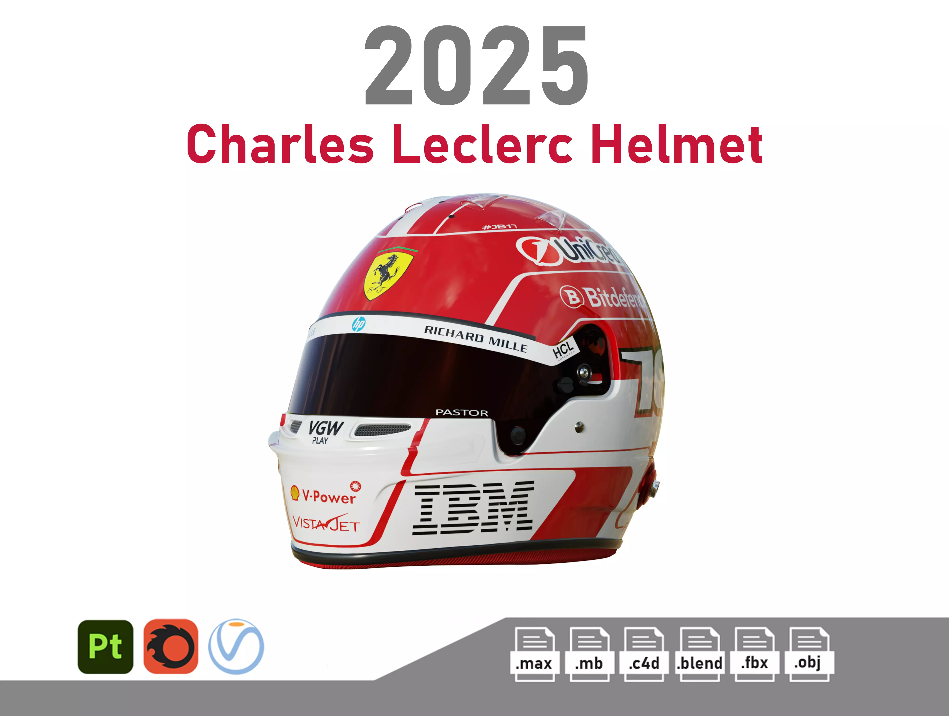 F1 Charles Leclerc Helmet 2025 3D model_0