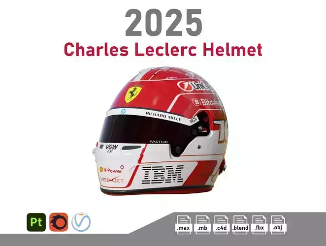 F1 Charles Leclerc Helmet 2025 3D model
