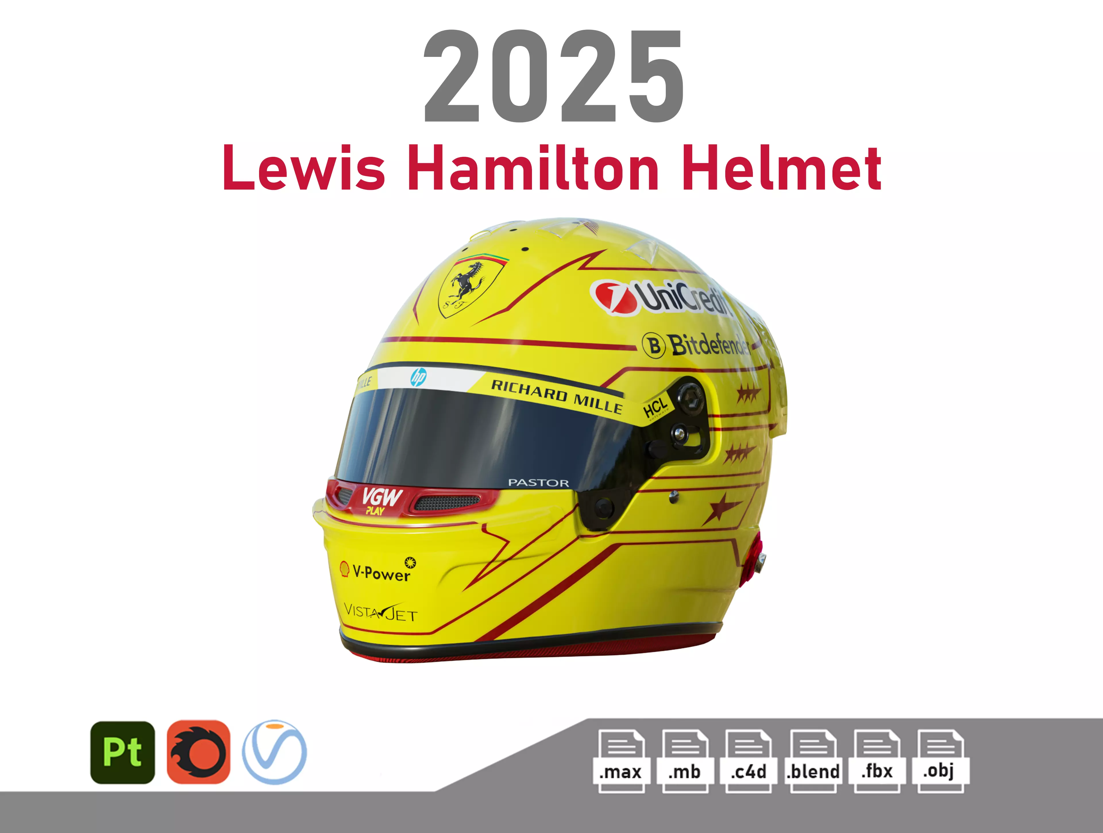 F1 Lewis Hamilton Helmet 2025 3D model