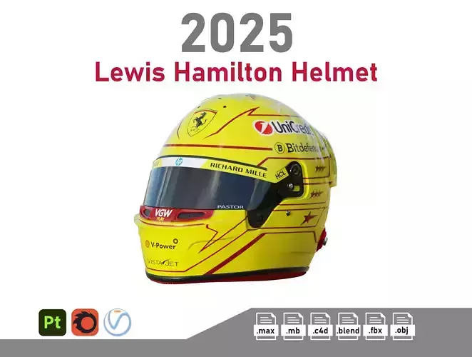 F1 Lewis Hamilton Helmet 2025 3D model