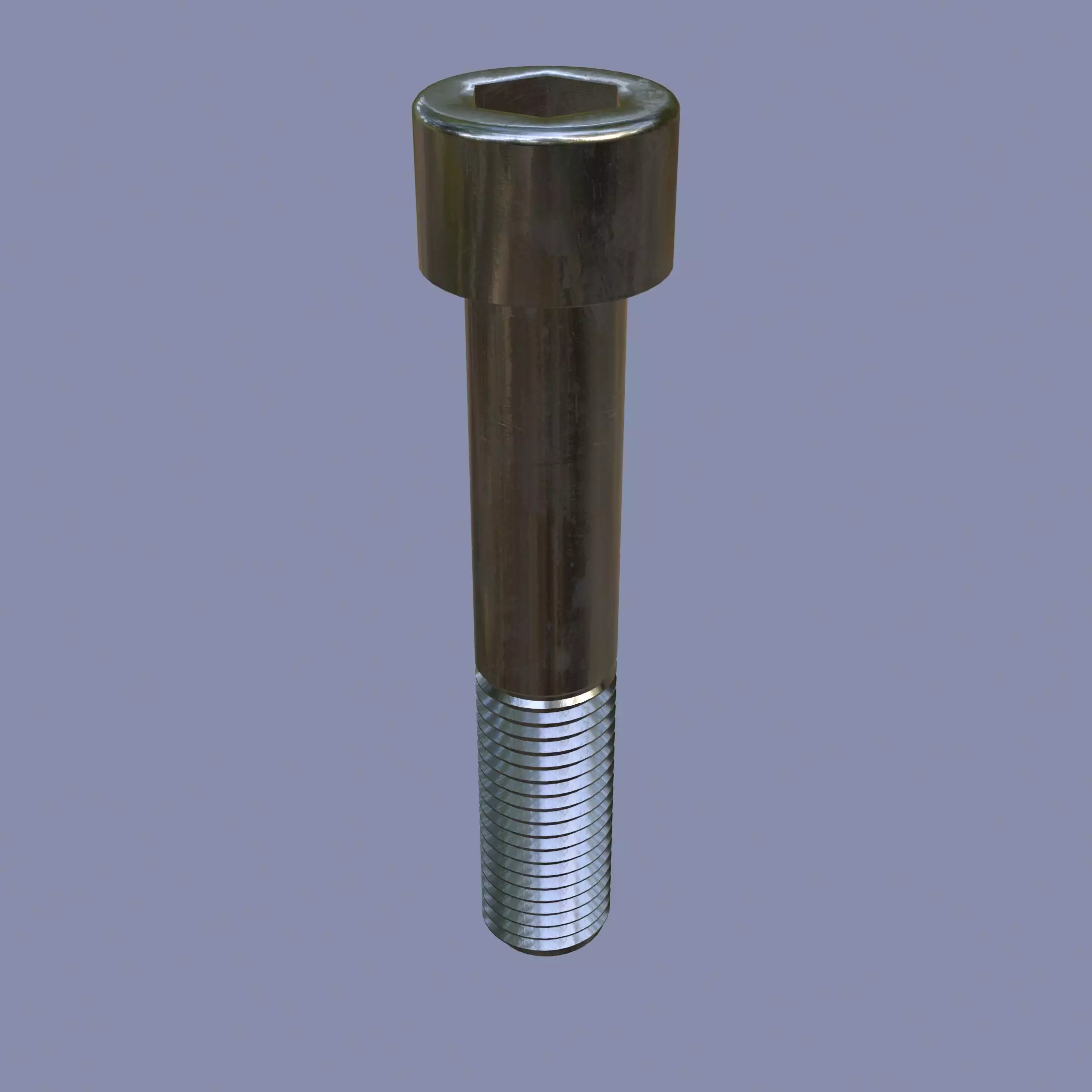 Steel Stained M12 Bolt Allen Cap with PBR 4K Textures 3D model_0