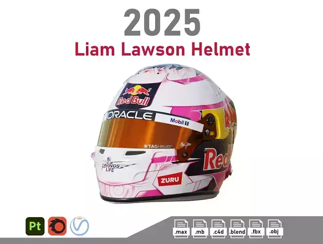 F1 Liam Lawson Helmet 2025 3D model