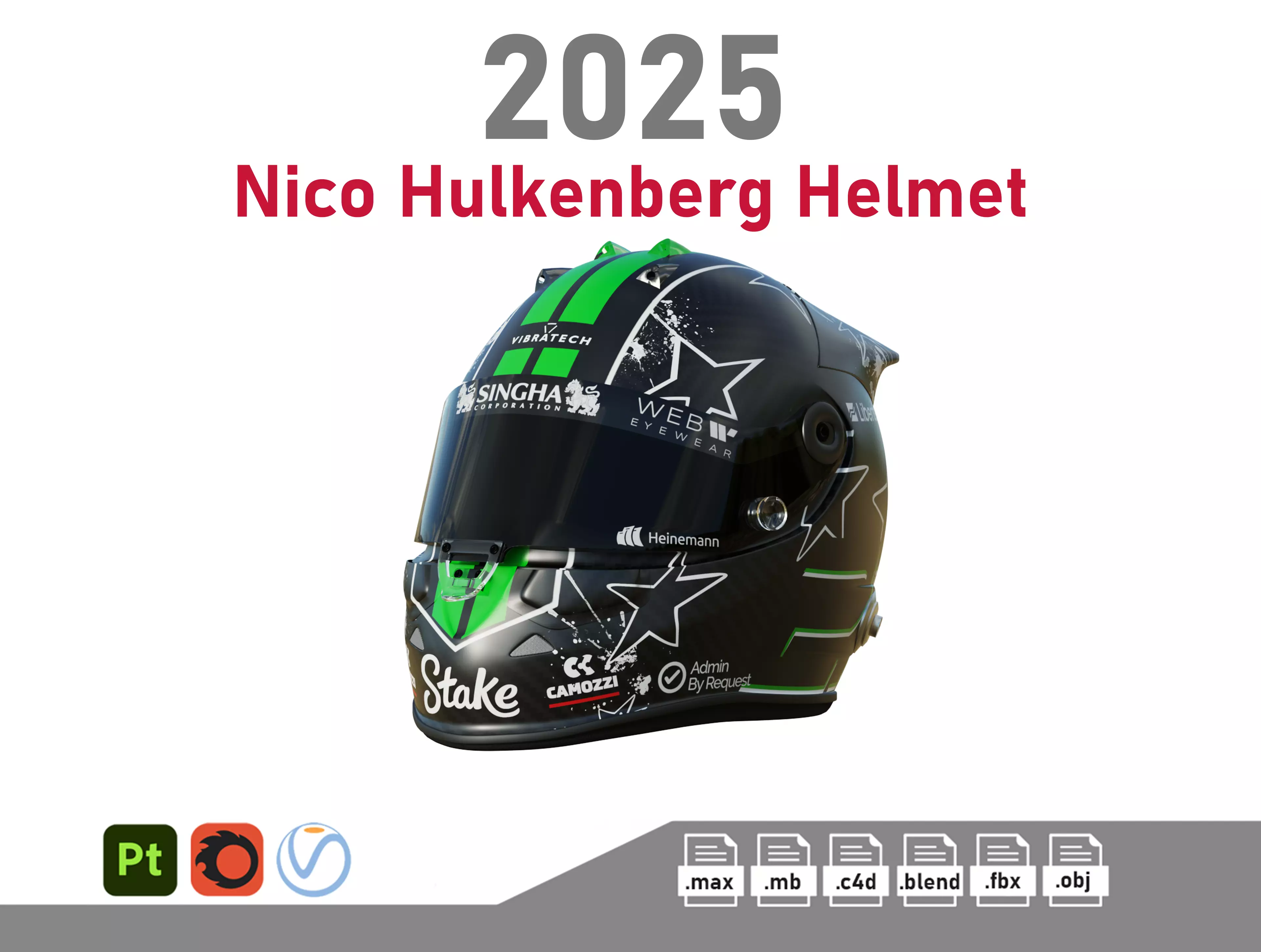 F1 Nico Hulkenberg Helmet 2025 3D model_0