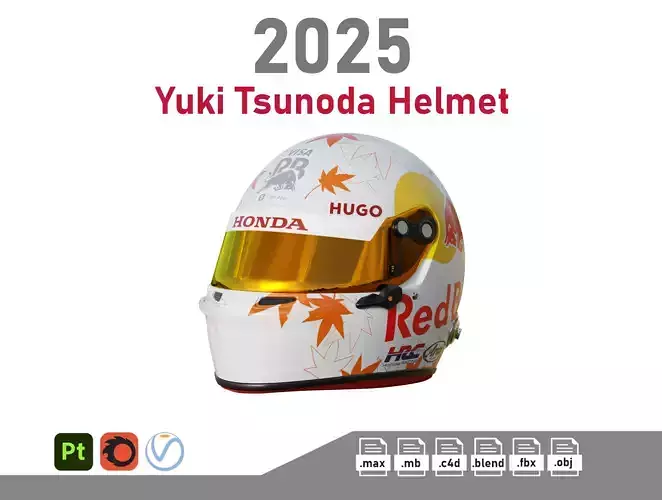 F1 Yuki Tsunoda Helmet 2025 3D model