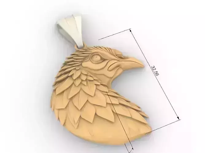 Rooster pendant dije de gallo de busto ahuecado 33 mm 3D print model