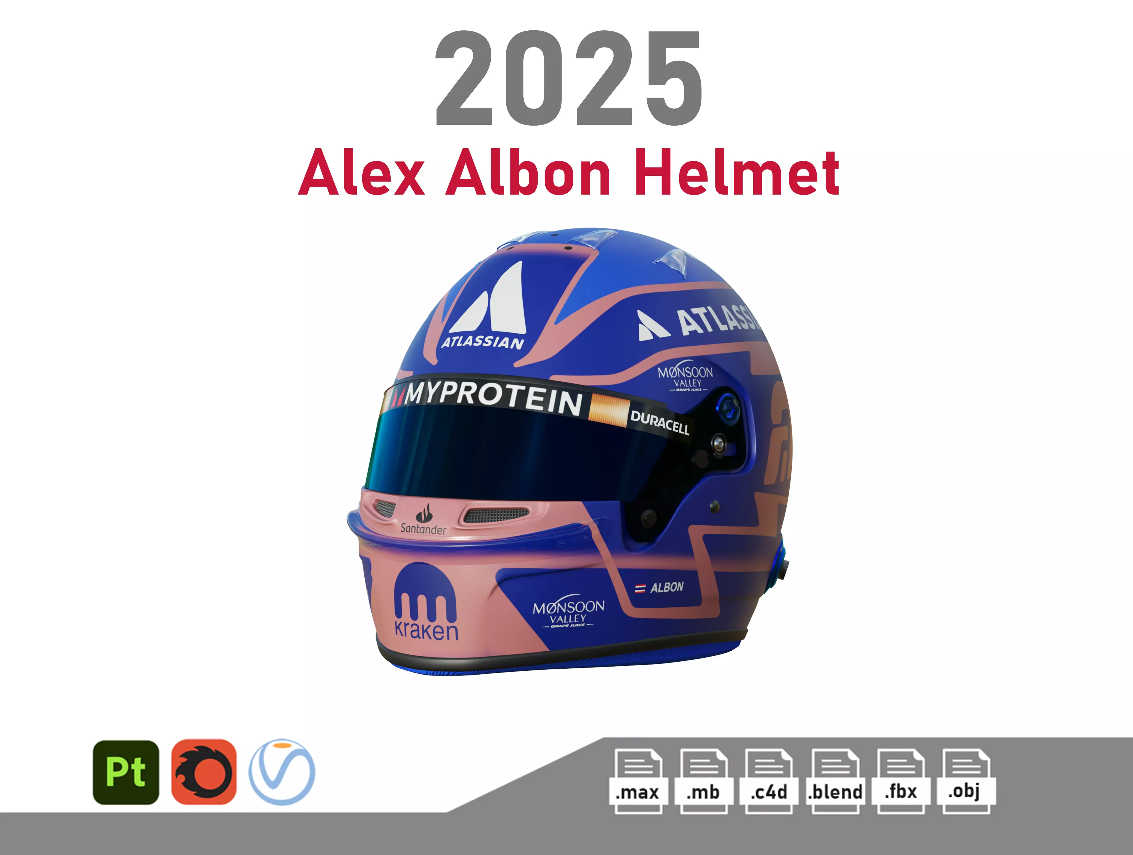F1 Alex Albon Helmet 2025 3D model_0