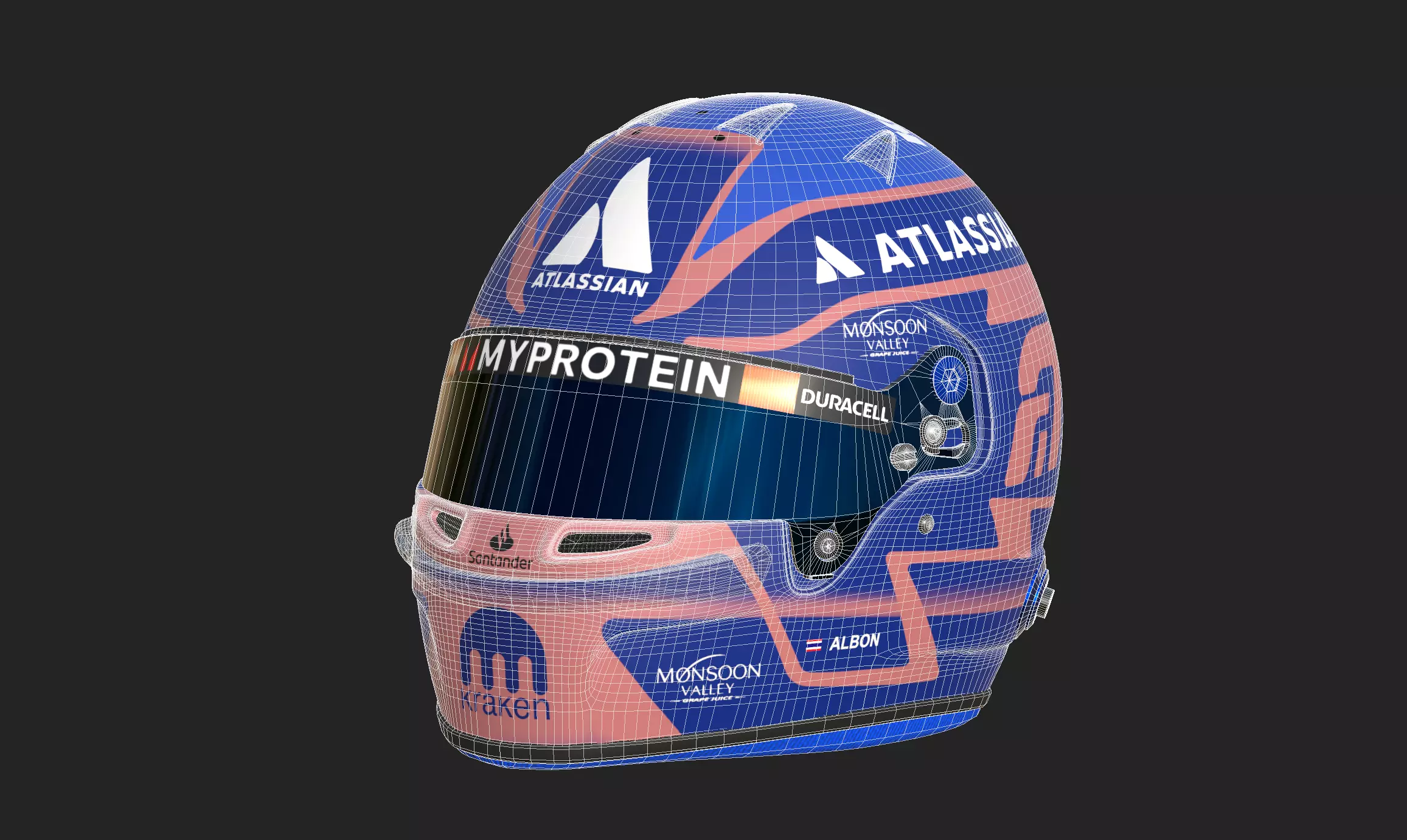 F1 Alex Albon Helmet 2025 3D model_14