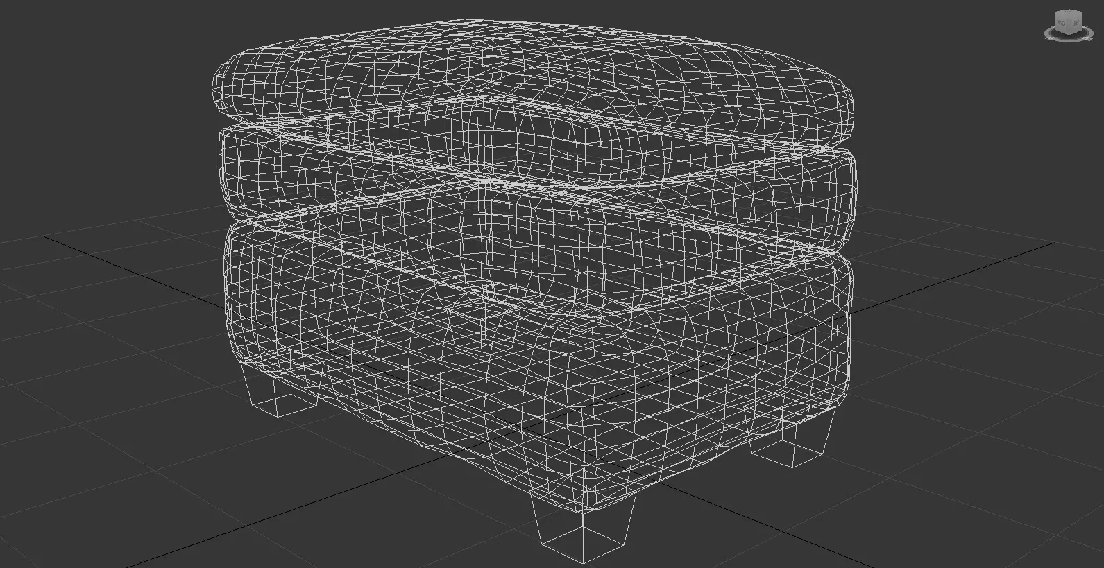 Leather Ottoman Pouf - 3D model Low-poly 3D model_12