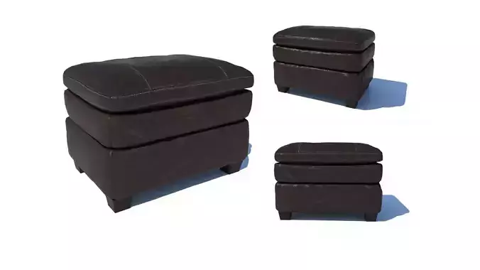 Leather Ottoman Pouf - 3D model Low-poly 3D model Leather Ottoman Pouf - 3D model Low-poly 3D model