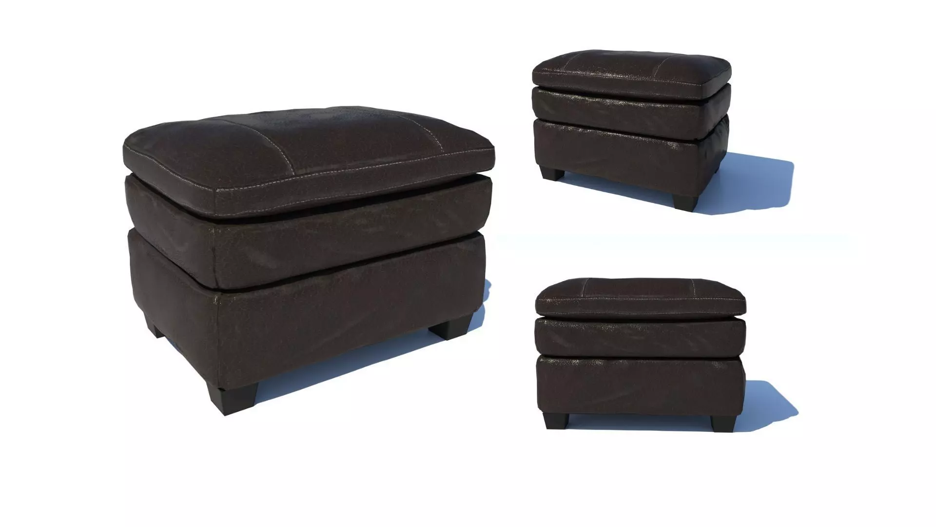 Leather Ottoman Pouf - 3D model Low-poly 3D model_0