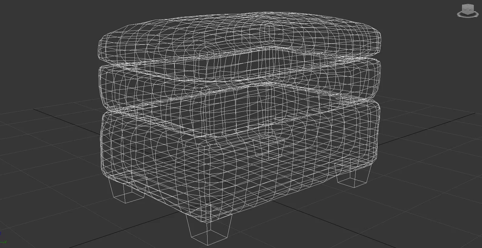 Leather Ottoman Pouf - 3D model Low-poly 3D model_10