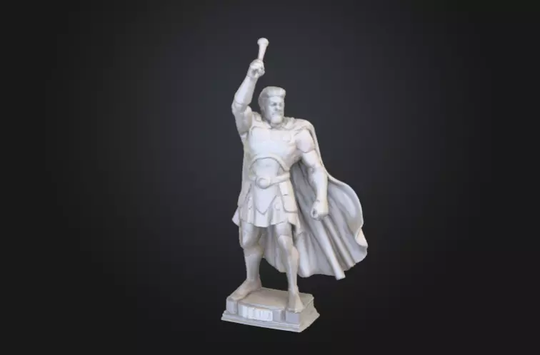 sculpture hero with hand up 3D print model_0