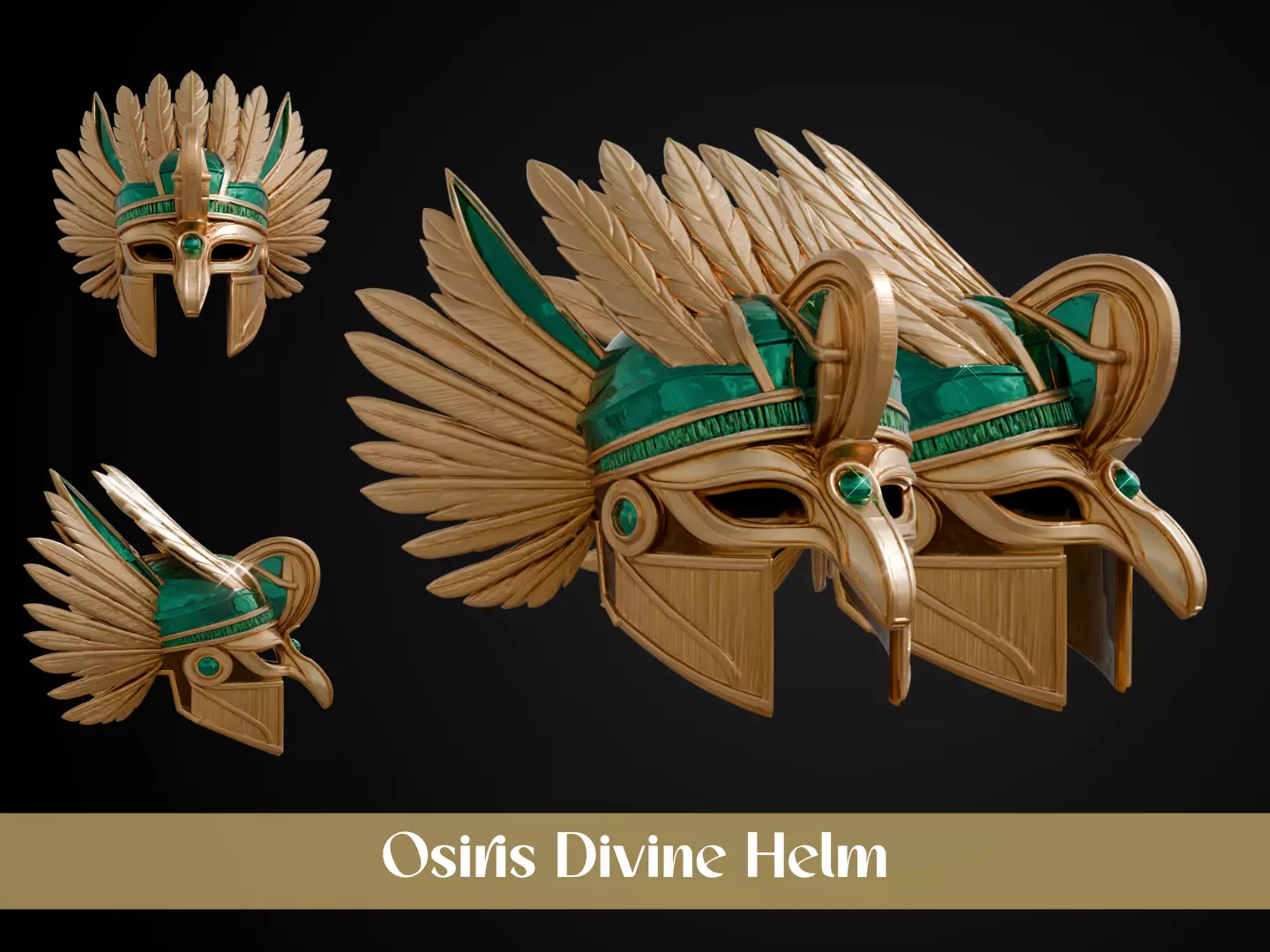 Stylized Egyptian Helmet - Osiris Divine 3D print model_0