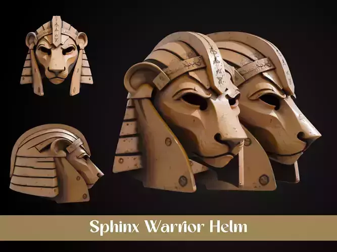 Stylized Egyptian Helmet - Sphinx Warrior 3D print model
