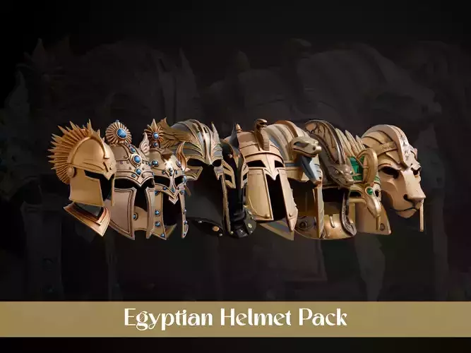 Stylized Egyptian Helmet Pack 3D Model Collection