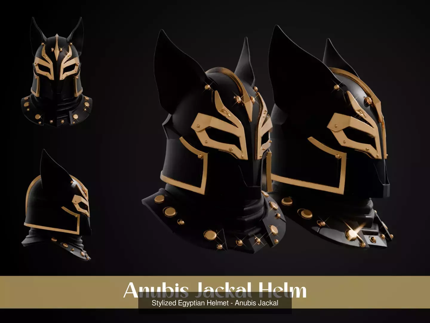 Stylized Egyptian Helmet Pack 3D Model Collection_5