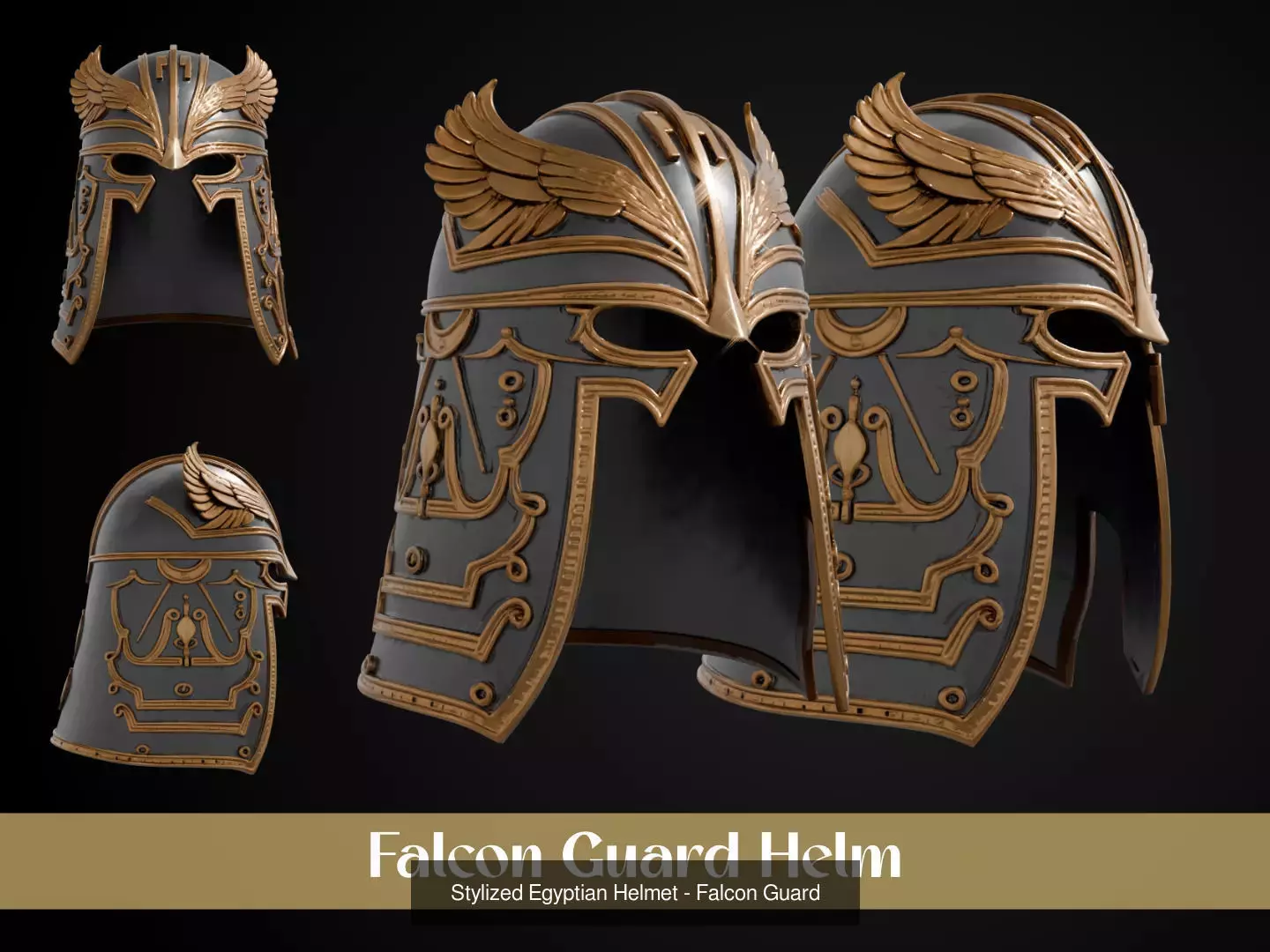 Stylized Egyptian Helmet Pack 3D Model Collection_4