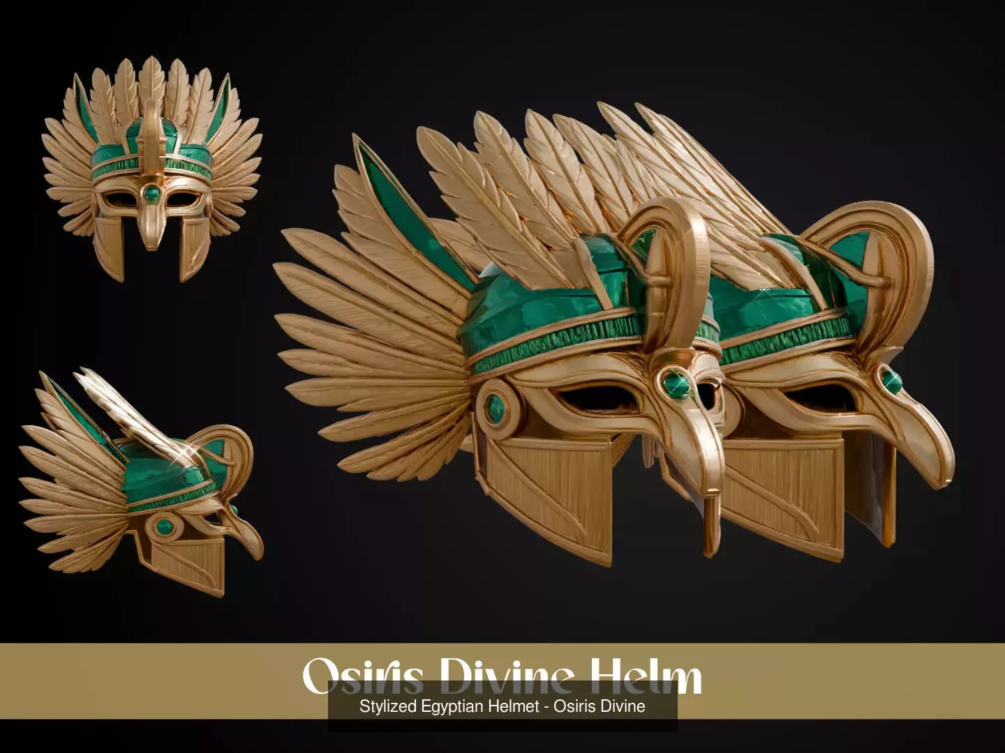 Stylized Egyptian Helmet Pack 3D Model Collection_9