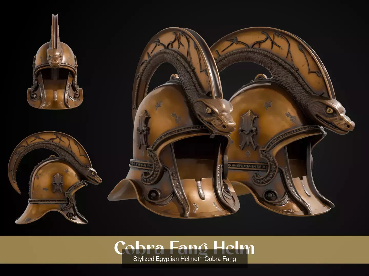 Stylized Egyptian Helmet Pack 3D Model Collection_8