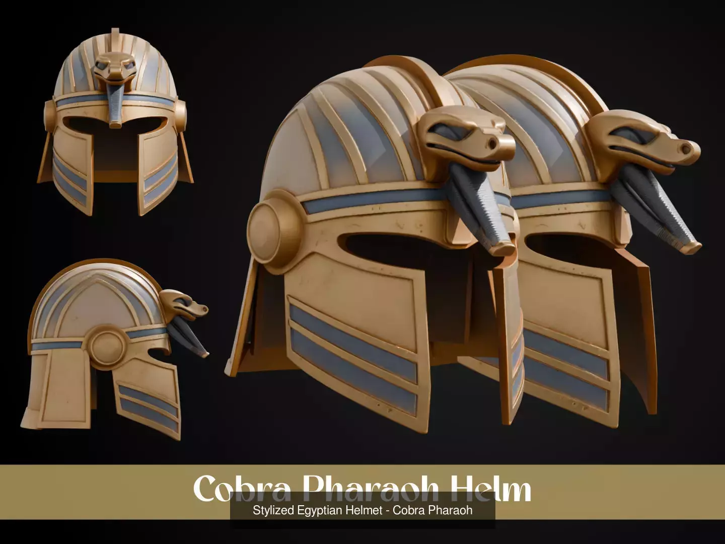 Stylized Egyptian Helmet Pack 3D Model Collection_7