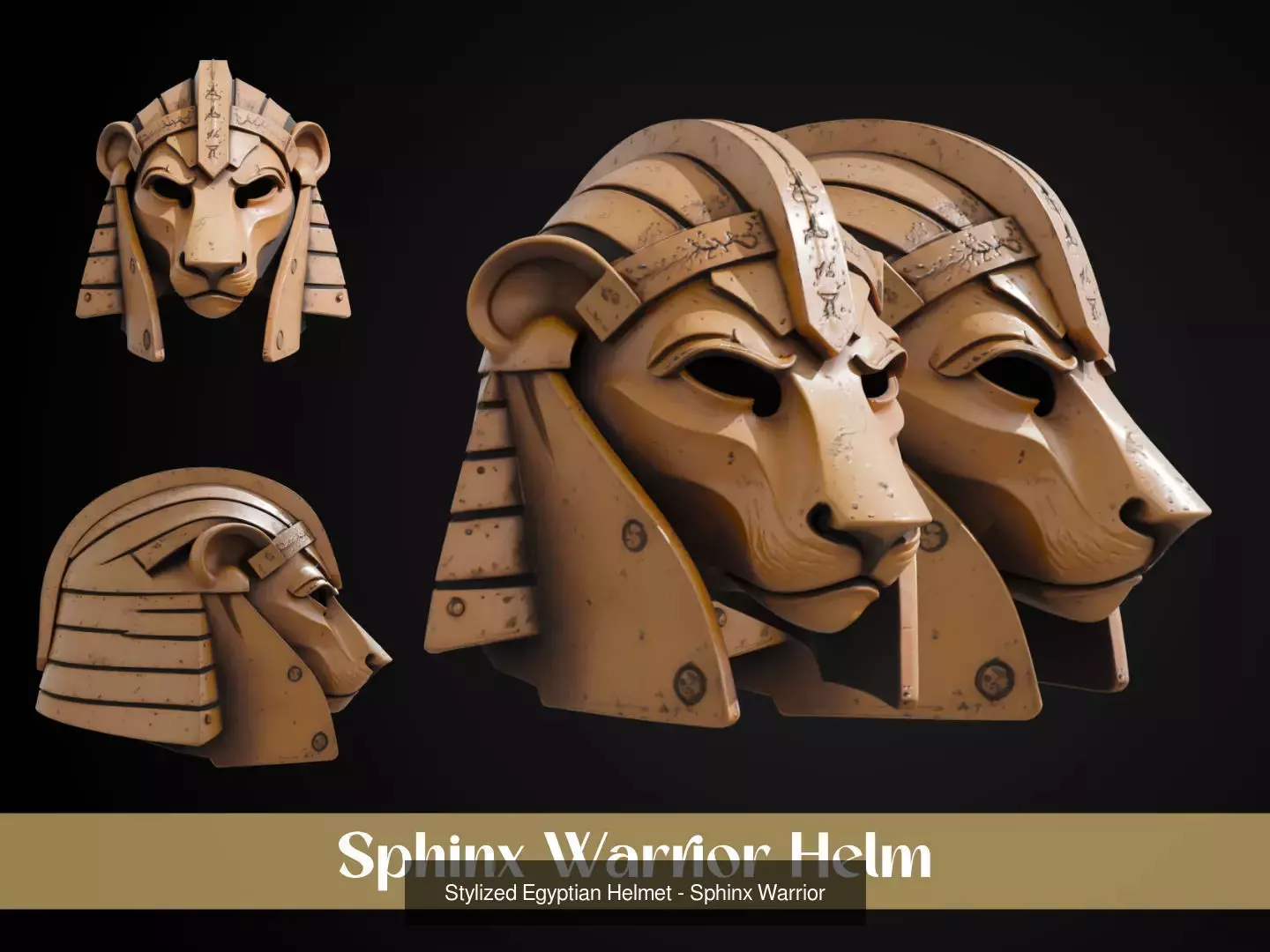 Stylized Egyptian Helmet Pack 3D Model Collection_10