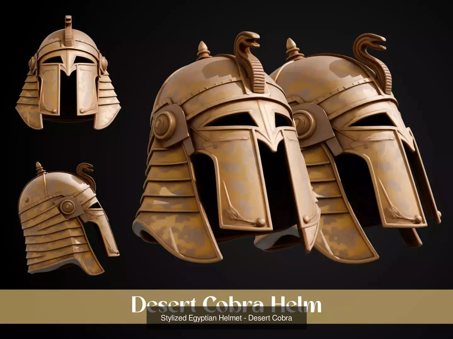 Stylized Egyptian Helmet Pack 3D Model Collection_6