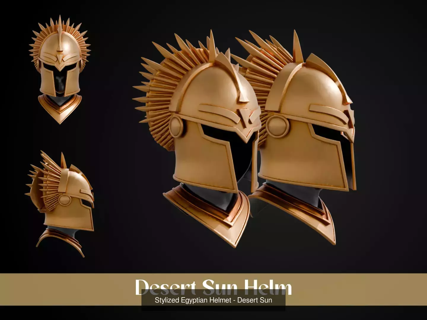 Stylized Egyptian Helmet Pack 3D Model Collection_1