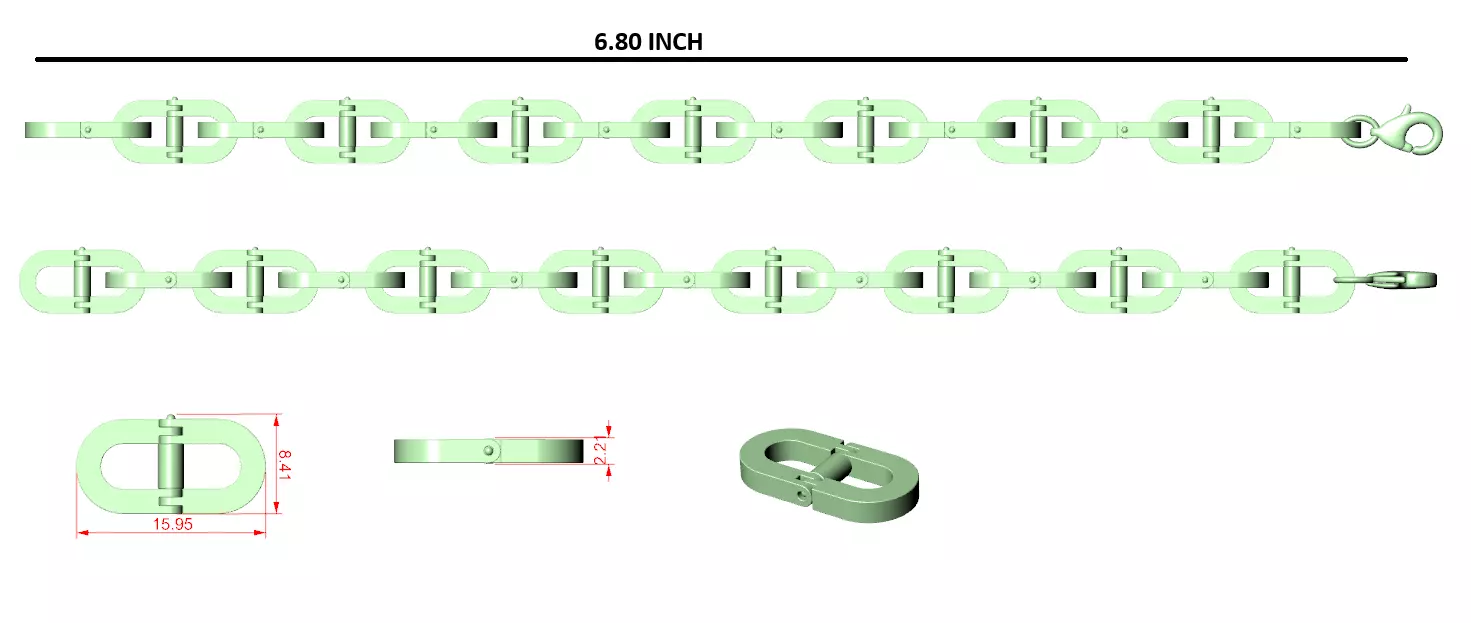 Designer Unique Unisex Cuban Chain With 3DM STL OBJ FBX Files 3D print model_1
