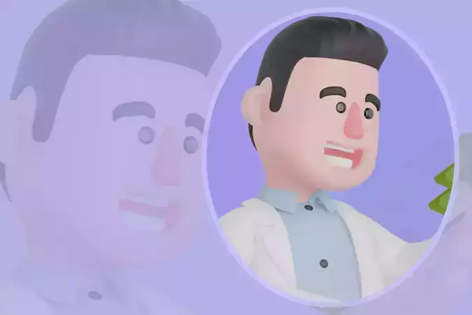 Stylized 3D Male Doctor Character - Cartoon Medical Winner