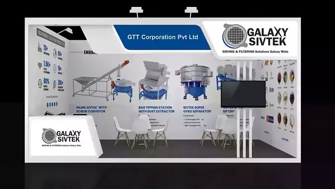 6mtr x 3mtr expo stall 2side open Exhibition Stand Design  Low-poly 3D model