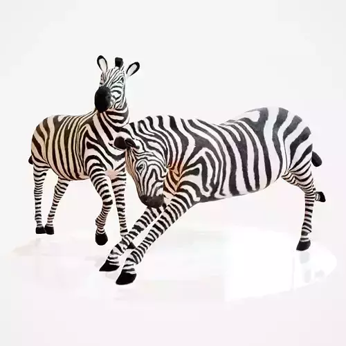Zebra Rigged Low-poly 3D model