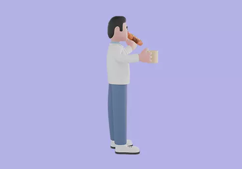 Stylized 3D Male Doctor Character - Cartoon with Hotdog and Cup 3D model_5