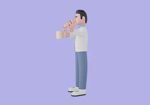 Stylized 3D Male Doctor Character - Cartoon with Hotdog and Cup 3D model_3