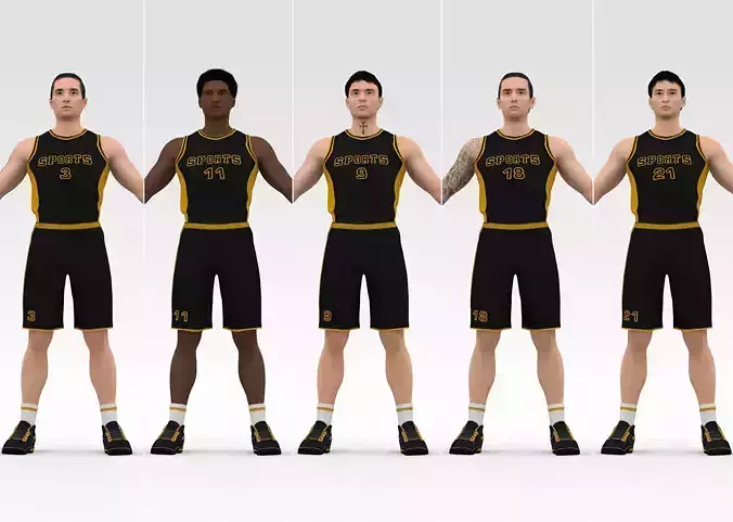 Basketball Players Black Team Collection