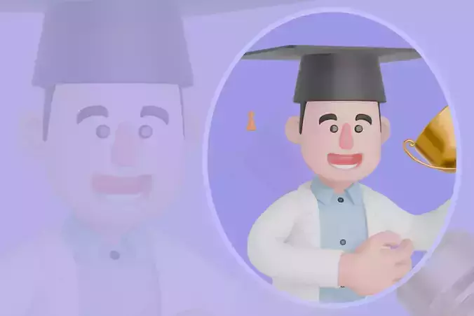 Stylized 3D Male Doctor Character - Cartoon Medical Graduate