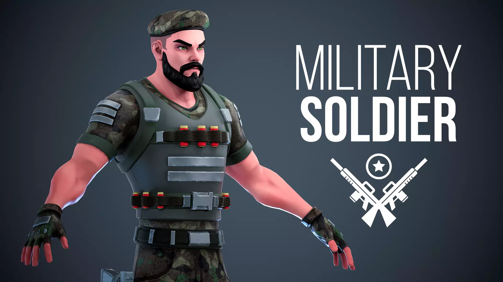 Military Soldier - UE4 UE5 Unity Ready Stylized Character Low-poly 3D model_3