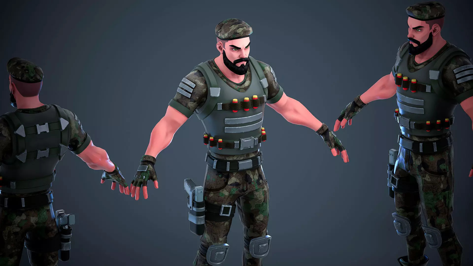 Military Soldier - UE4 UE5 Unity Ready Stylized Character Low-poly 3D model_5