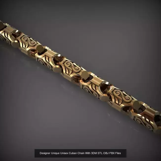 Designer Unique Unisex Cuban Chains With 3DM STL OBJ FBX Files 3D Model Collection_85