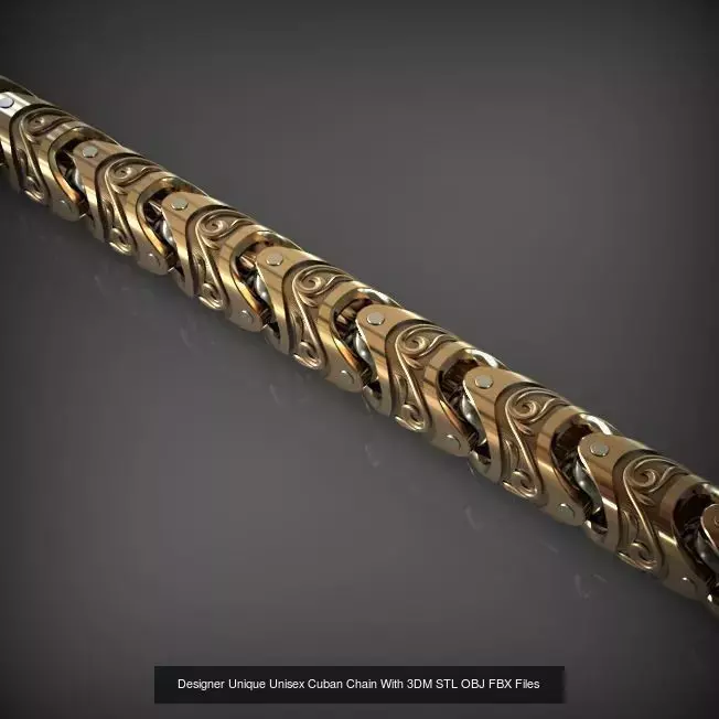 Designer Unique Unisex Cuban Chains With 3DM STL OBJ FBX Files 3D Model Collection_80