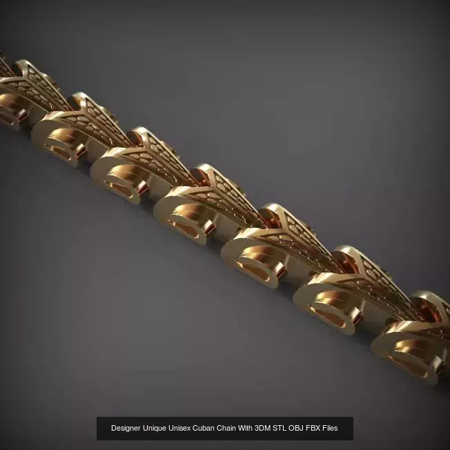 Designer Unique Unisex Cuban Chains With 3DM STL OBJ FBX Files 3D Model Collection_38