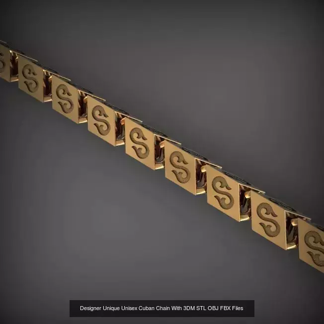 Designer Unique Unisex Cuban Chains With 3DM STL OBJ FBX Files 3D Model Collection_79