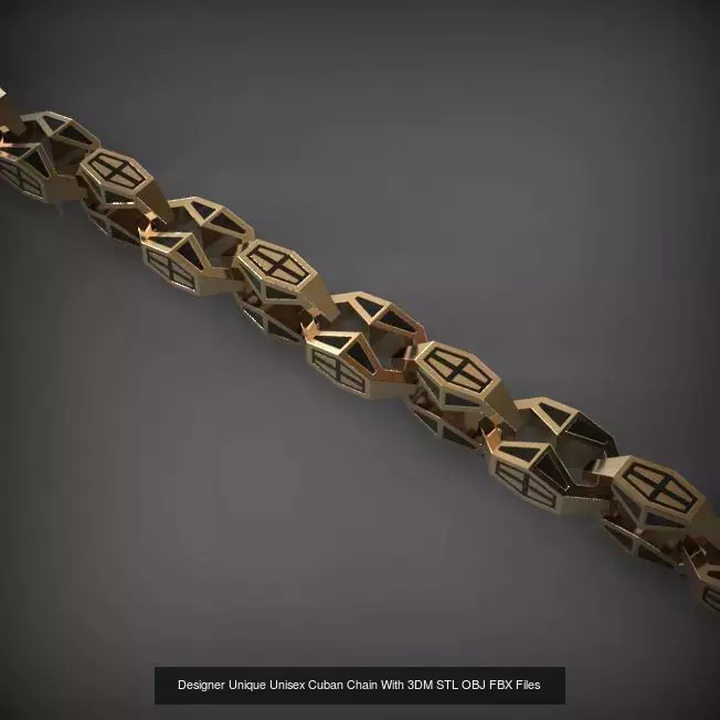 Designer Unique Unisex Cuban Chains With 3DM STL OBJ FBX Files 3D Model Collection_90