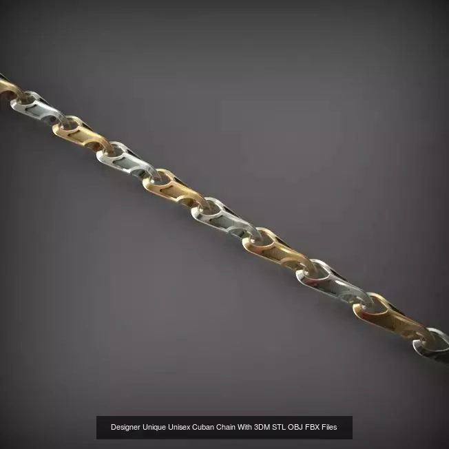 Designer Unique Unisex Cuban Chains With 3DM STL OBJ FBX Files 3D Model Collection_37
