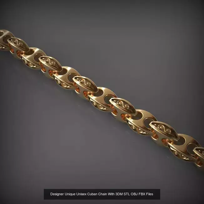 Designer Unique Unisex Cuban Chains With 3DM STL OBJ FBX Files 3D Model Collection_30