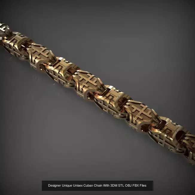 Designer Unique Unisex Cuban Chains With 3DM STL OBJ FBX Files 3D Model Collection_75