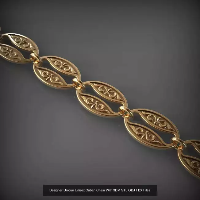 Designer Unique Unisex Cuban Chains With 3DM STL OBJ FBX Files 3D Model Collection_11