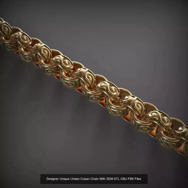 Designer Unique Unisex Cuban Chains With 3DM STL OBJ FBX Files 3D Model Collection_33