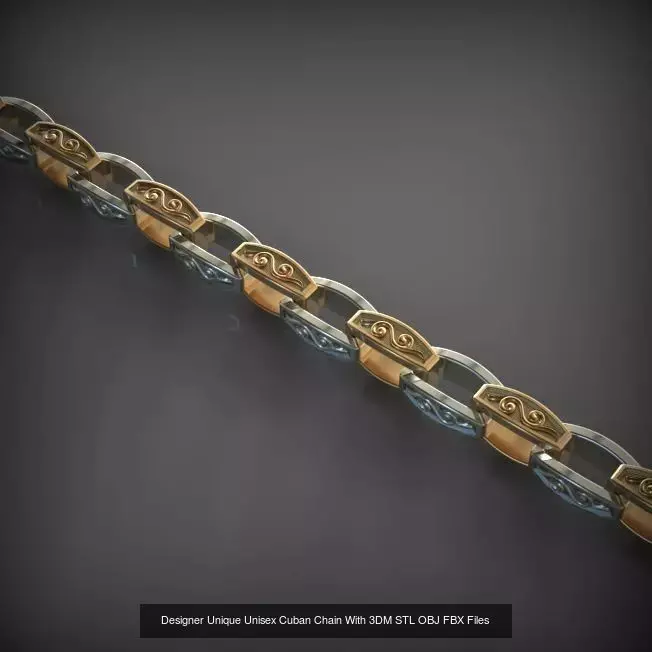 Designer Unique Unisex Cuban Chains With 3DM STL OBJ FBX Files 3D Model Collection_35