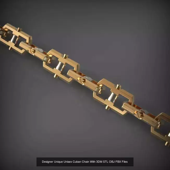 Designer Unique Unisex Cuban Chains With 3DM STL OBJ FBX Files 3D Model Collection_52