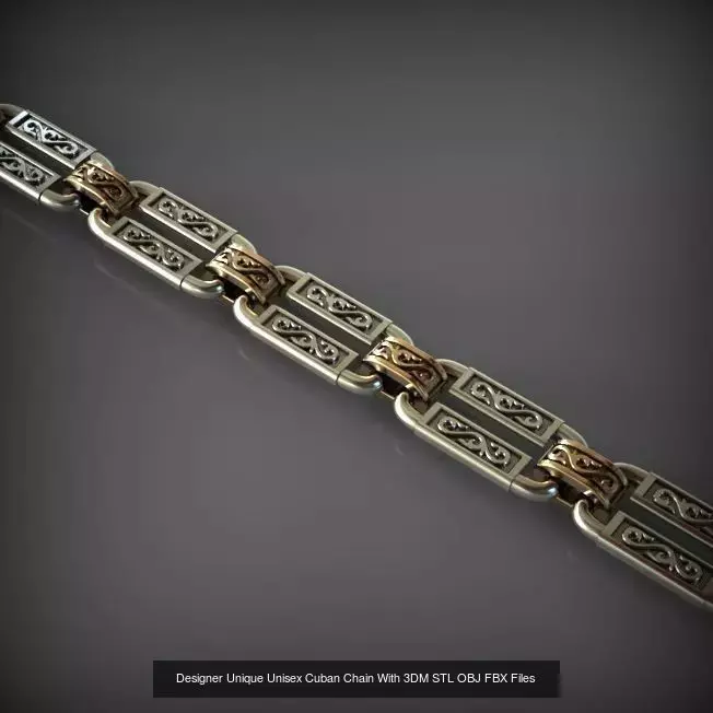 Designer Unique Unisex Cuban Chains With 3DM STL OBJ FBX Files 3D Model Collection_81